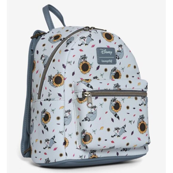 LOUNGEFLY Disney Pocahontas Meeko Sunflower Mini Backpack Nwt - Picture 3 of 7
